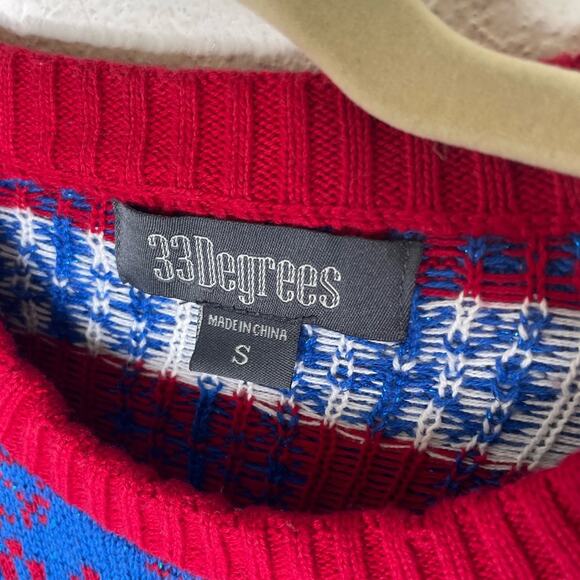 33 Degrees Unisex Blue Christmas Sweater Santa on an Eagle SMALL - Picture 3 of 6